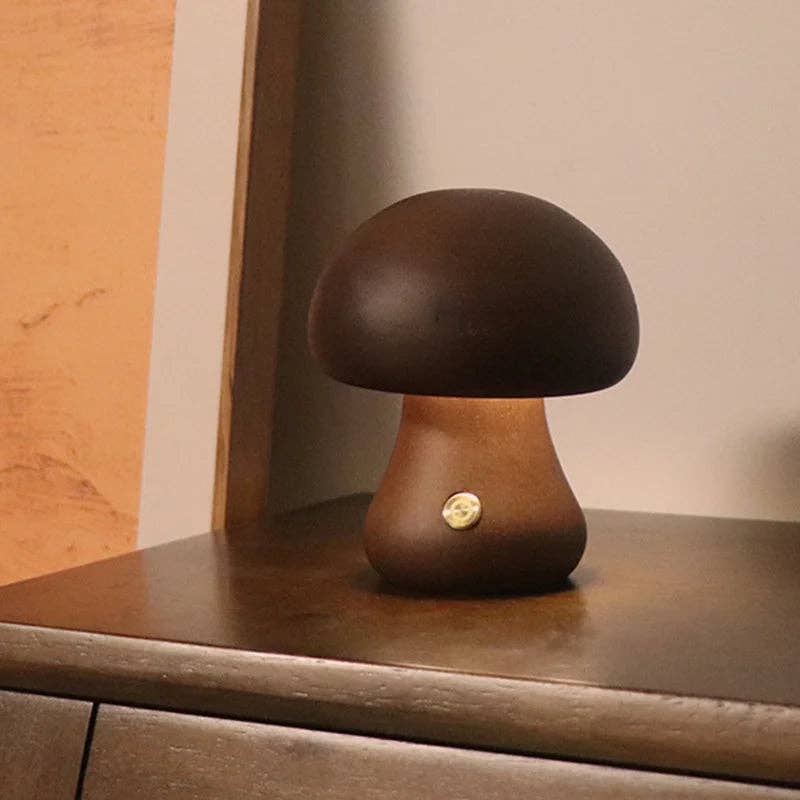 Kiyo Home - Wholesale Accent/Desk Lamp - Wooden Mushroom Lamps | Touch Control Lamp | Rechargeable1