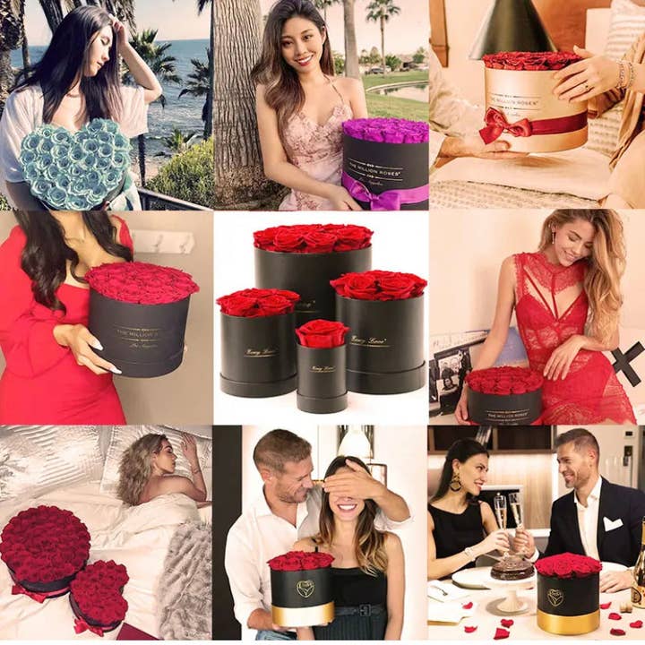 Modern Memory Design Picture Frames - Wholesale Dried/Pressed Flowers - Valentines Day Gift -12 Red Roses Preserved in Black Box4