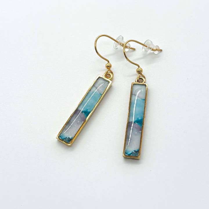 Jenica Jewelry - Wholesale Dangle Earrings - Teal Watercolor Bar Earrings - Multiple Options3