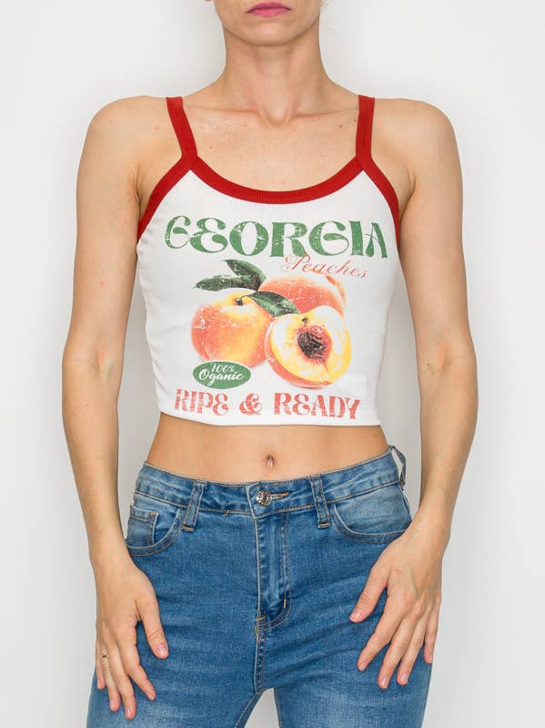 RT8472-5-GEORGIA PEACH RIBBED TANK TOP for wholesale by CHERIE