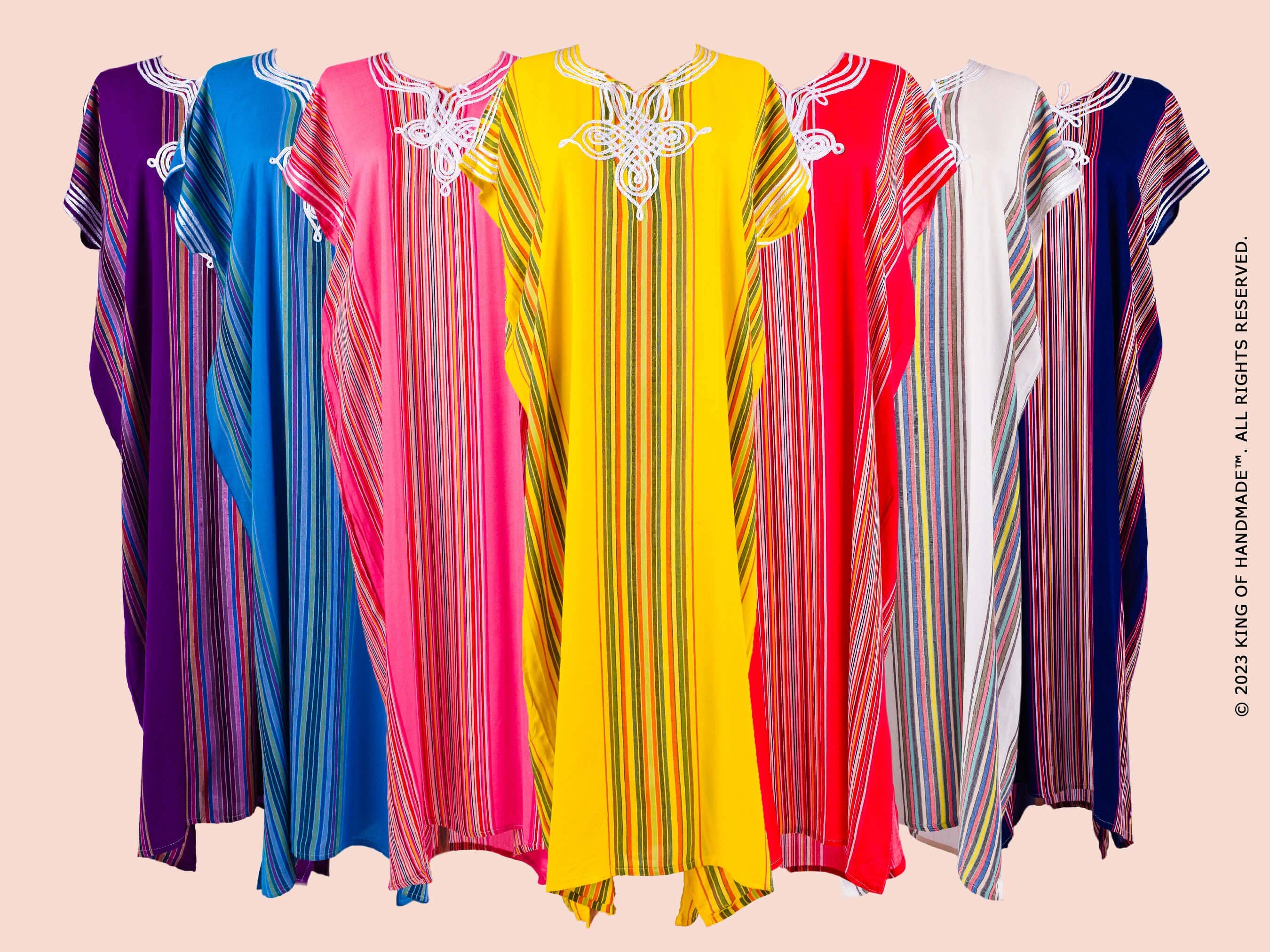 King Of Handmade – Kaftan - Mulher por atacado – Kaftan Marroquino Praia em Várias Cores, Vestido Feminino de Verão Tamanhos P a G10