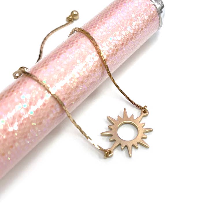 Worn Plating Sunburst Adjustable Cobra Chain Bracelet for wholesale by StarryNYC