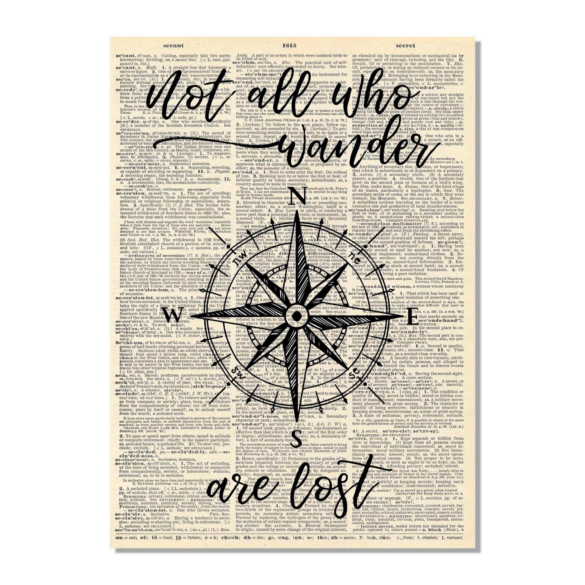 Cecelia Rose Book Page Art – Großhandel Kunstdruck – Nicht alle, die wandern, sind verloren0