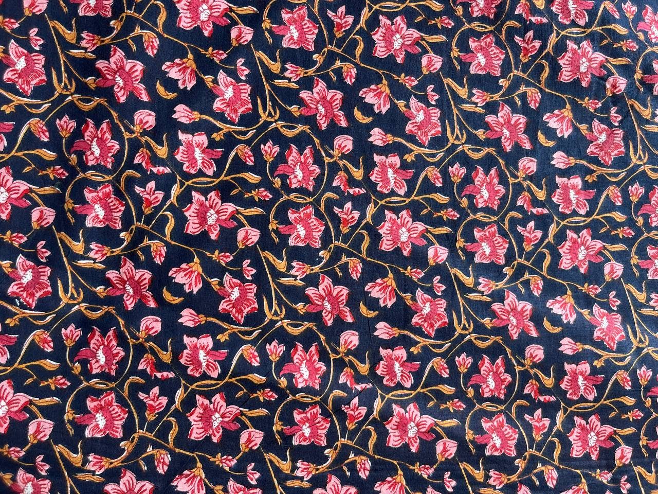 Bhawana Handicrafts - Wholesale Fabric Paint - Natural Floral Printed Dressmaking Fabric Indian Cotton Boho1