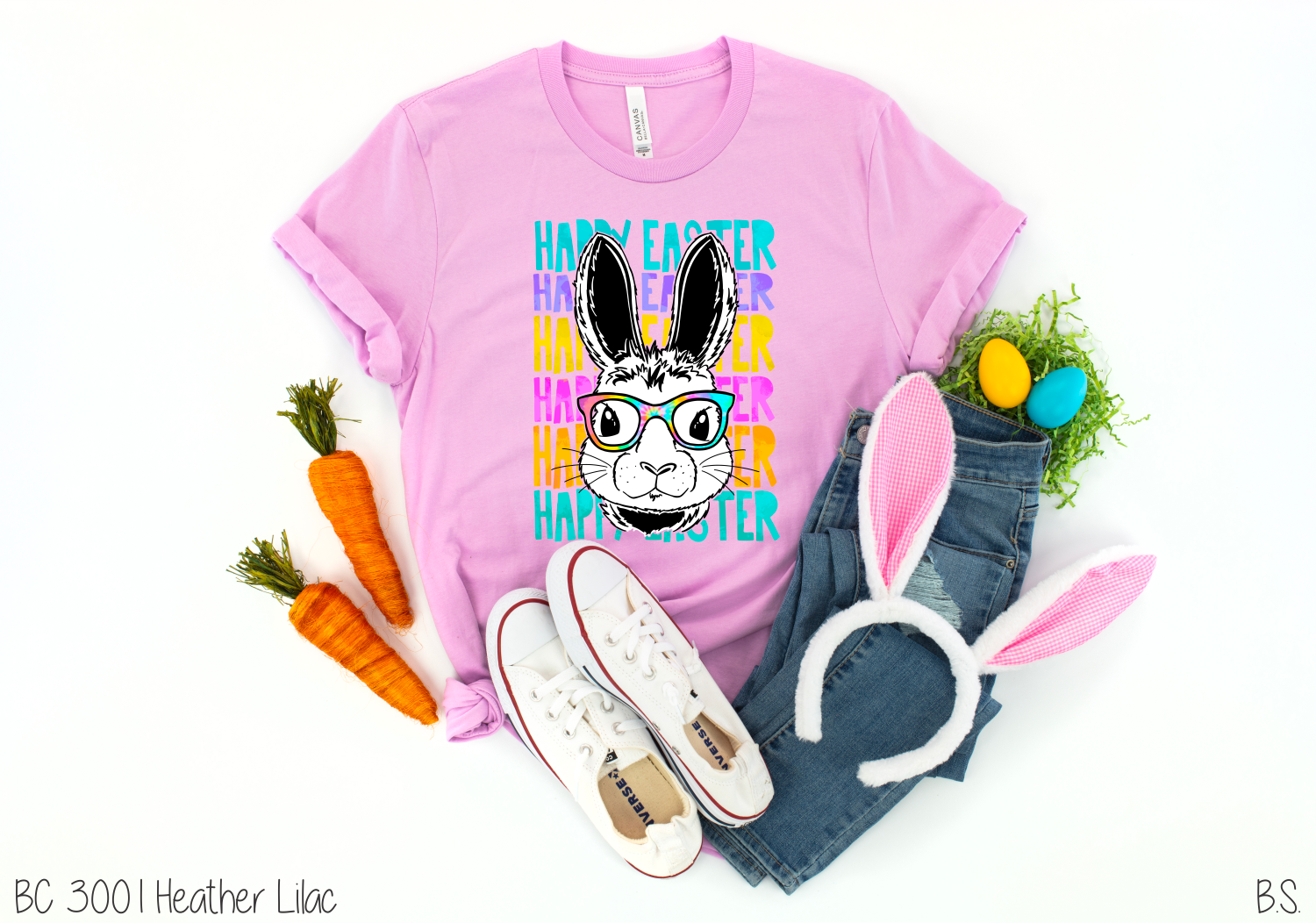 Bama Screens - Wholesale Sublimation Transfer - Tie Dye Glasses Easter Bunny #BS12711