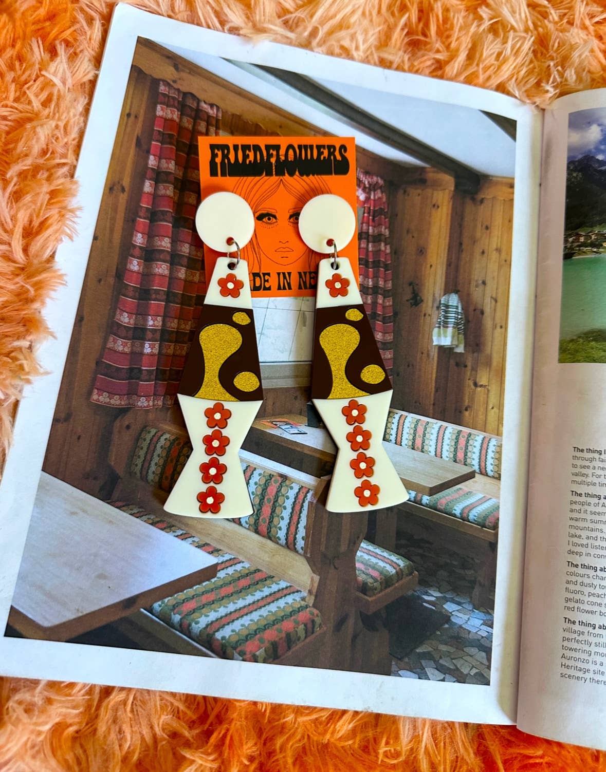 friedflowers - Wholesale Dangle Earrings - Trippy retro flower power lava lamp earrings1