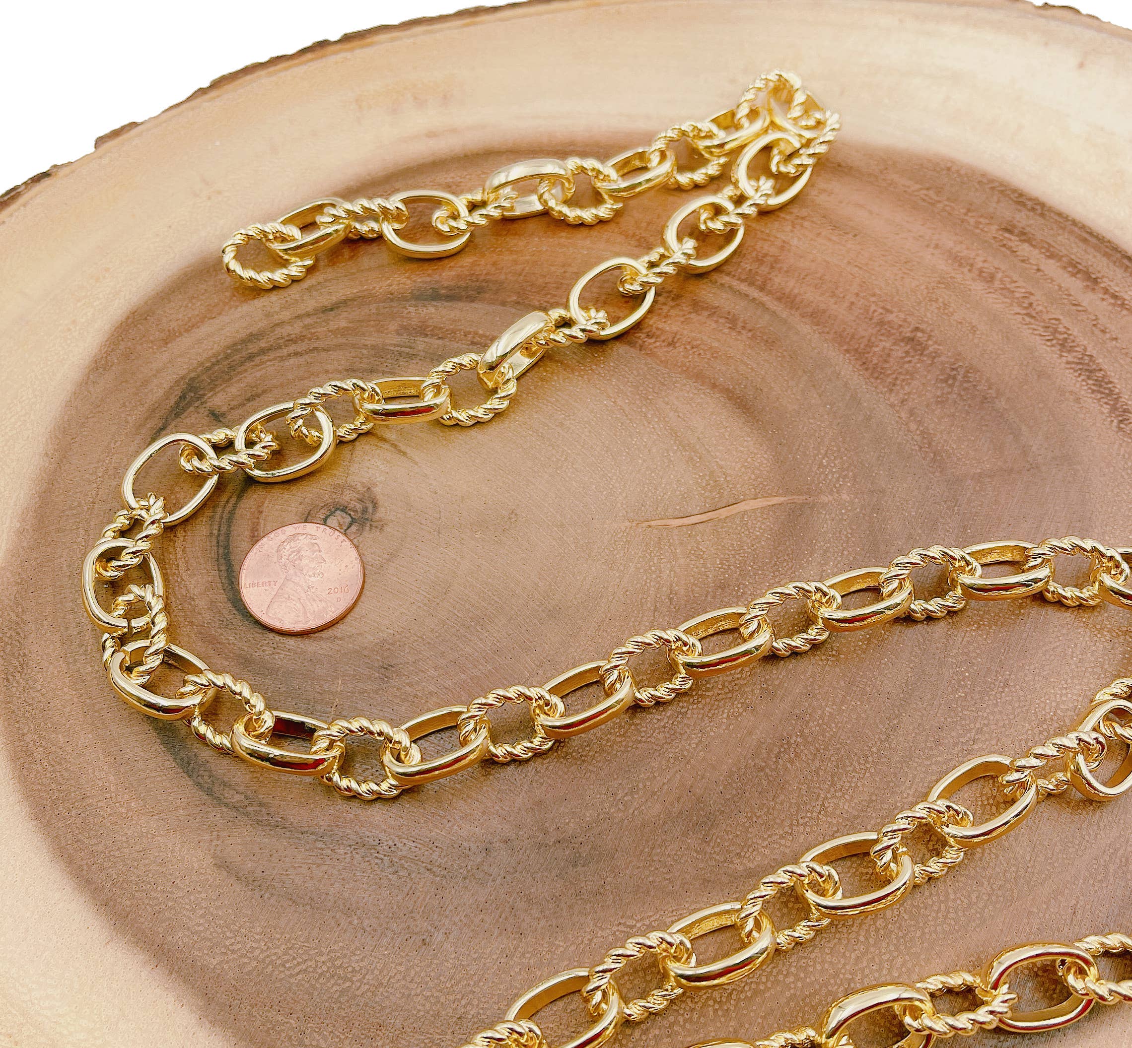 Beads Creation - Wholesale Craft Supplies - Solid Gold Rolo Cable Chain by Foot, Unfinished Chain, CH1656