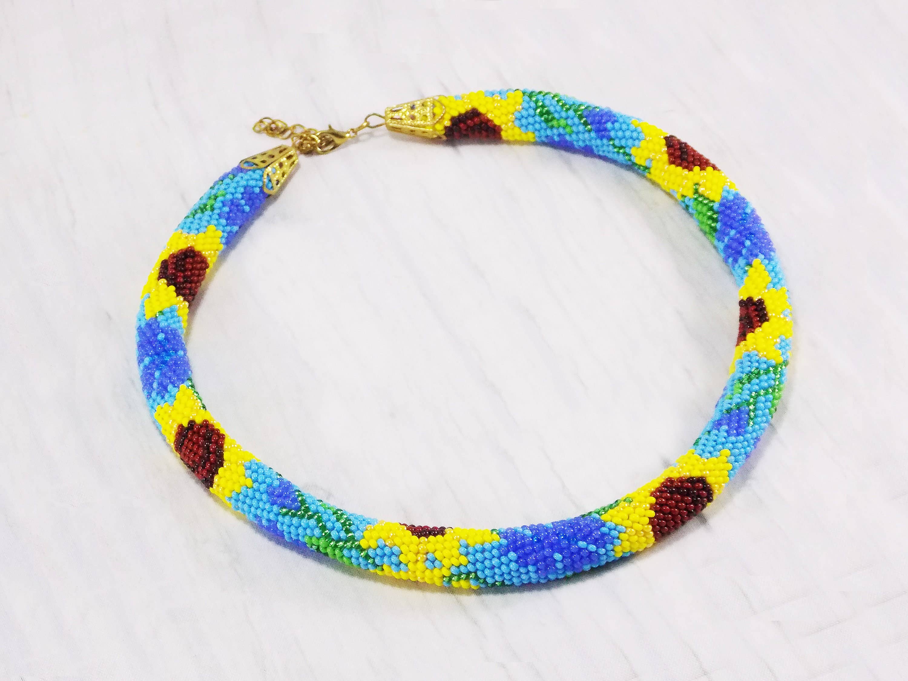 Ninolia – Großhandel Perlenkette – Sonnenblume Halskette Ostergeschenk für Mama Sonnenblume Perlen Herbst Herbst Schmuck Große Natur Blume Sonnenblume Hochzeit Frauen Schmuck Handarbeit3