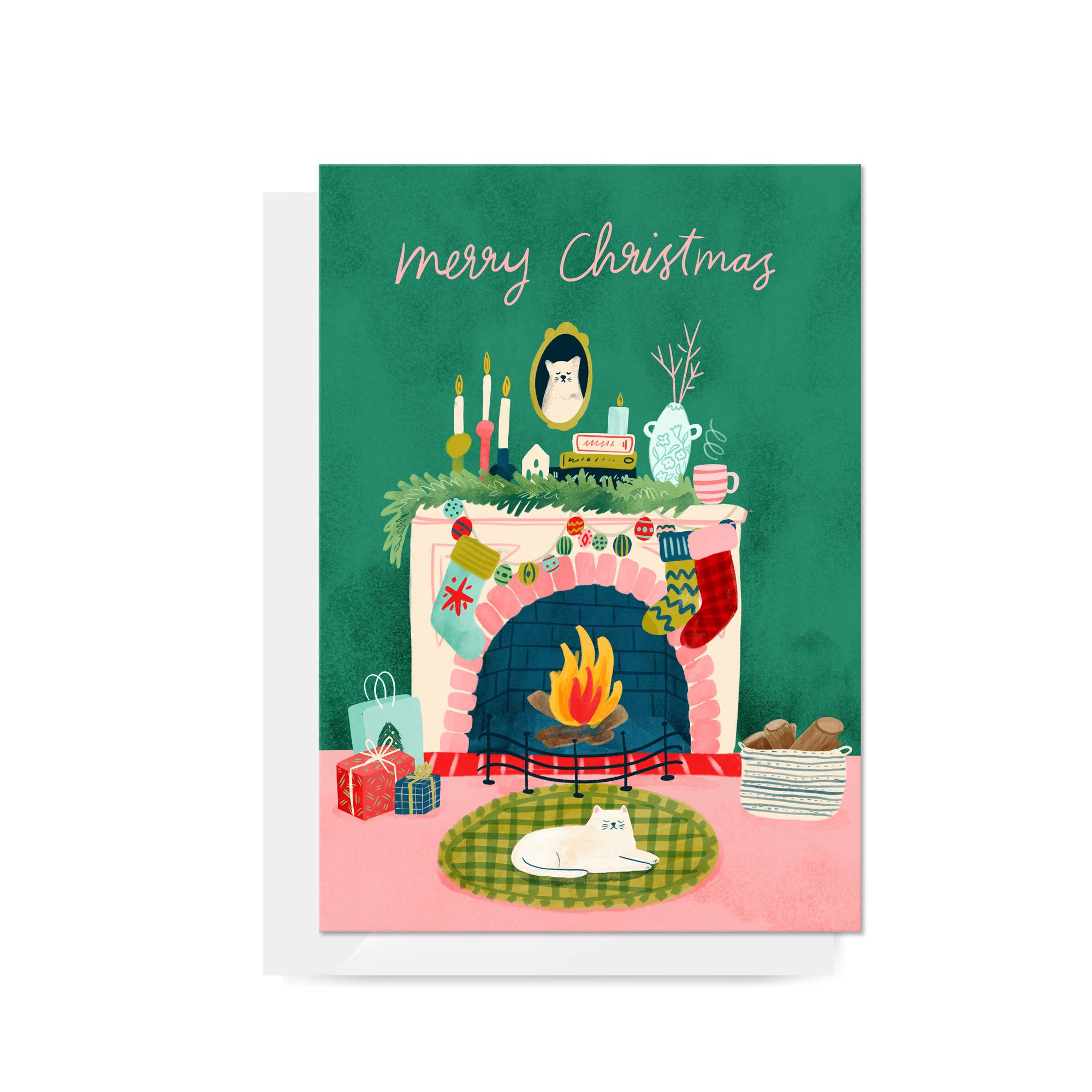 Carla Ellis Creative - Wholesale Christmas card - Cosy Fireplace "Merry Christmas" Greeting Card