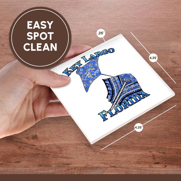 3dRose - Wholesale Coasters - 3dRose, Blue tribal stingray for any vacation to Key largo, Florida, Coaster6