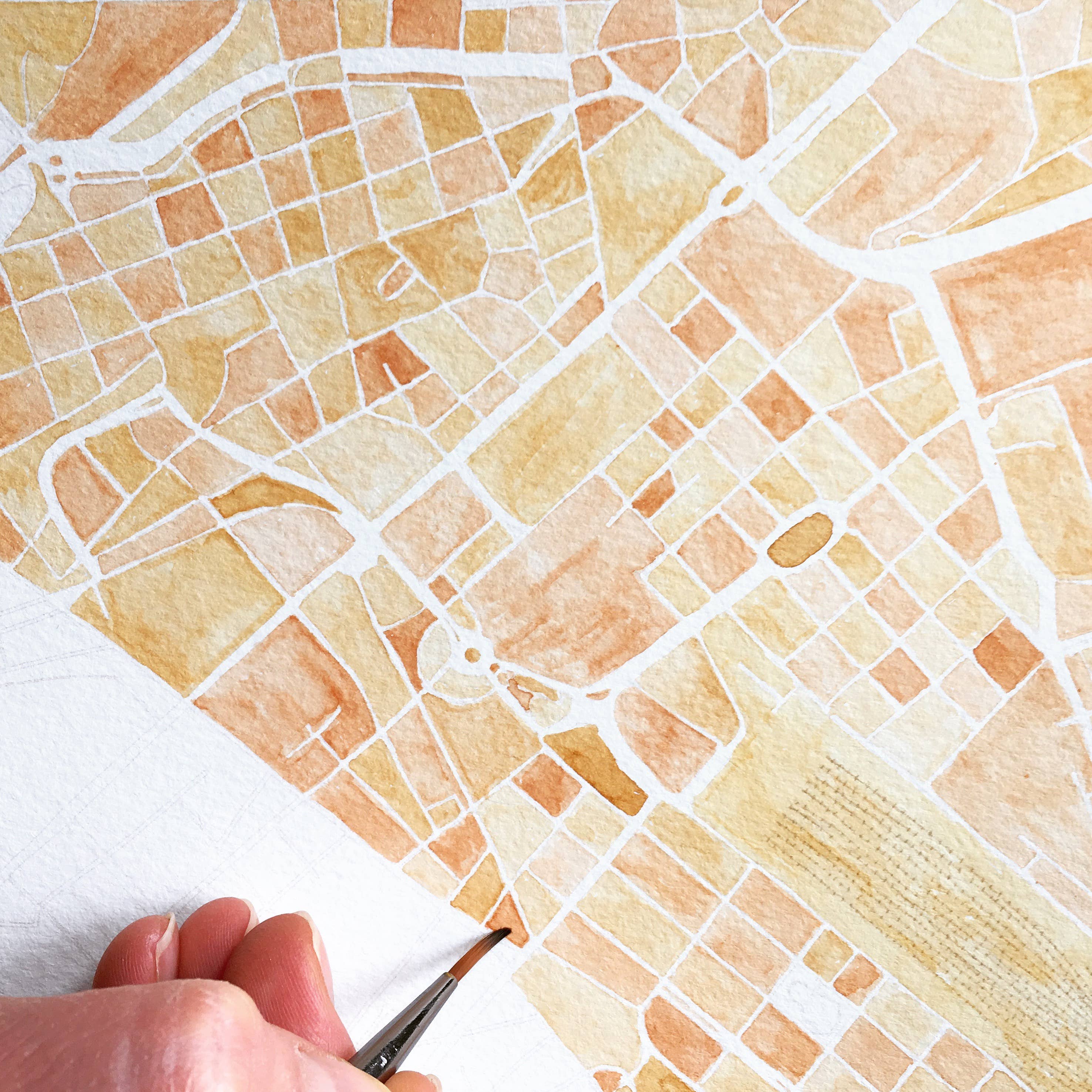 Turn-of-the-Centuries - Wholesale Art Print - Rome Watercolor Map + Sketch - A2 ART PRINT4