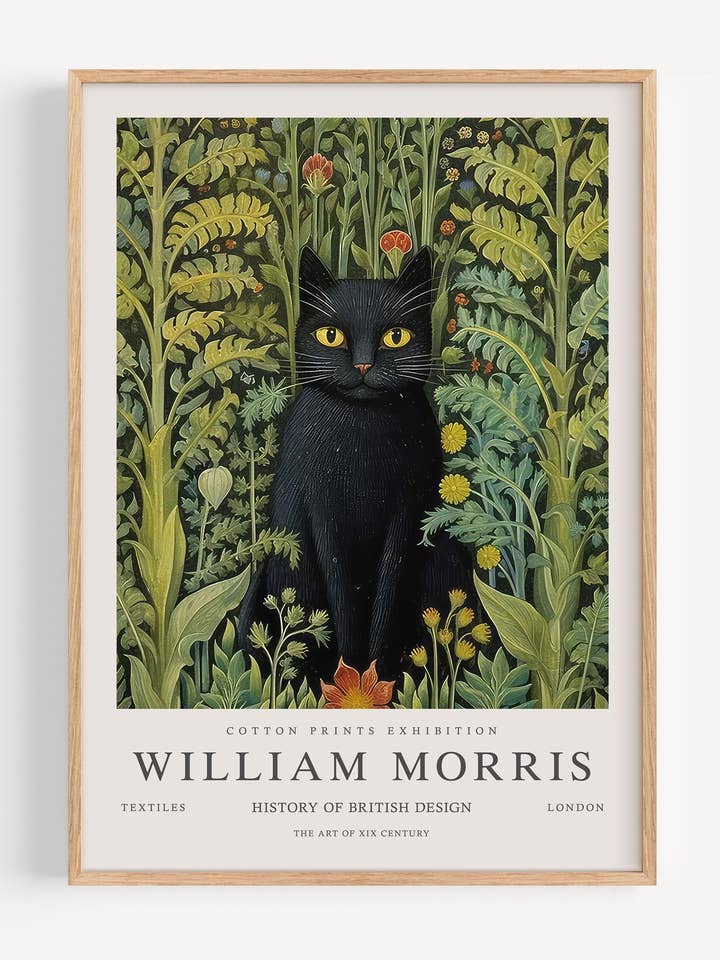 William Morris Black Cat I53-20 for wholesale by Peardrop Prints