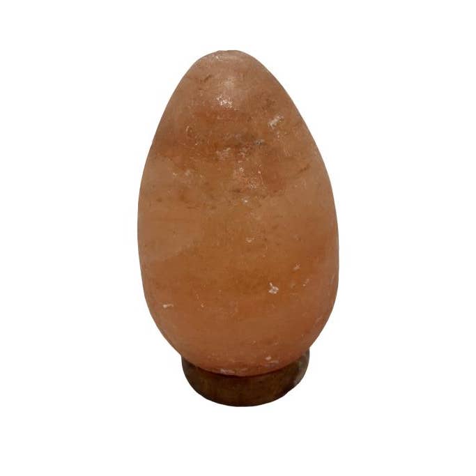 Lampe en sel de l'Himalaya Zenn en forme d'œuf avec base en bois-016 pour la vente par International Gifts Ltd.
