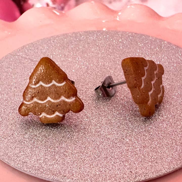 Gingerbread Tree Studs for wholesale by fireflyFrippery