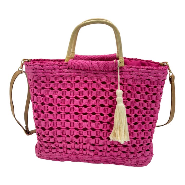 TAPA fashion - Wholesale Beach Bag - Rattan Beach Tote Shoulder Bag With Tassel BG4225-2.. (1pc)2