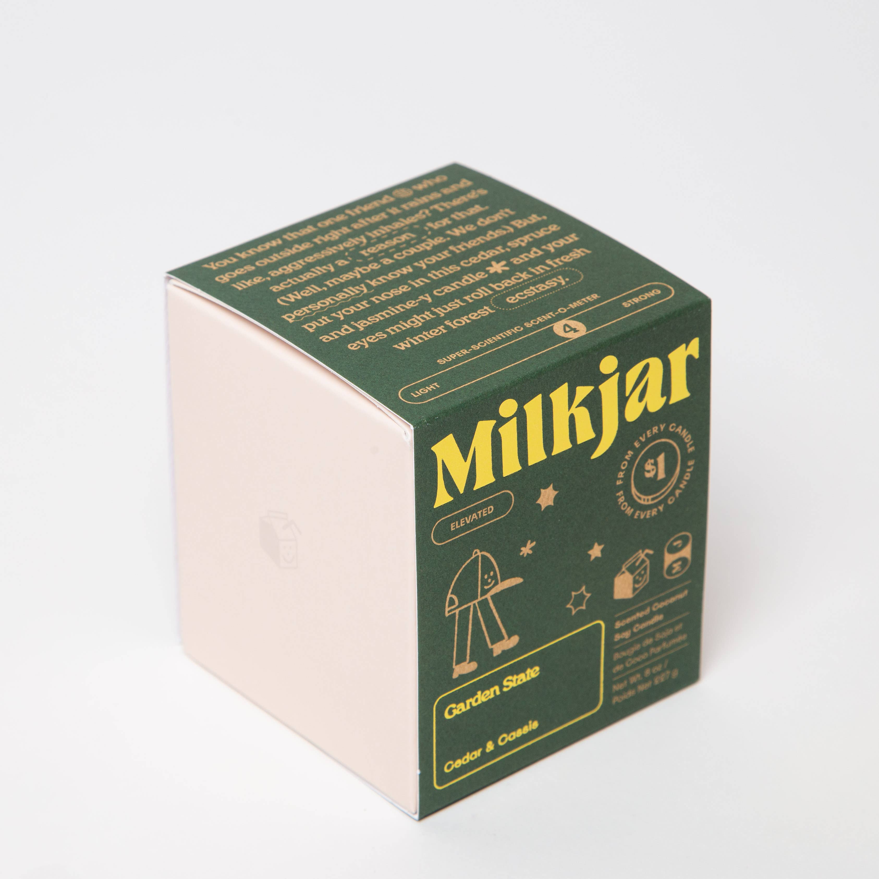 Milk Jar Candle Co. - Wholesale Jar/Filled Candle - Garden State - Cedar & Cassis Coconut Soy 8oz Candle8