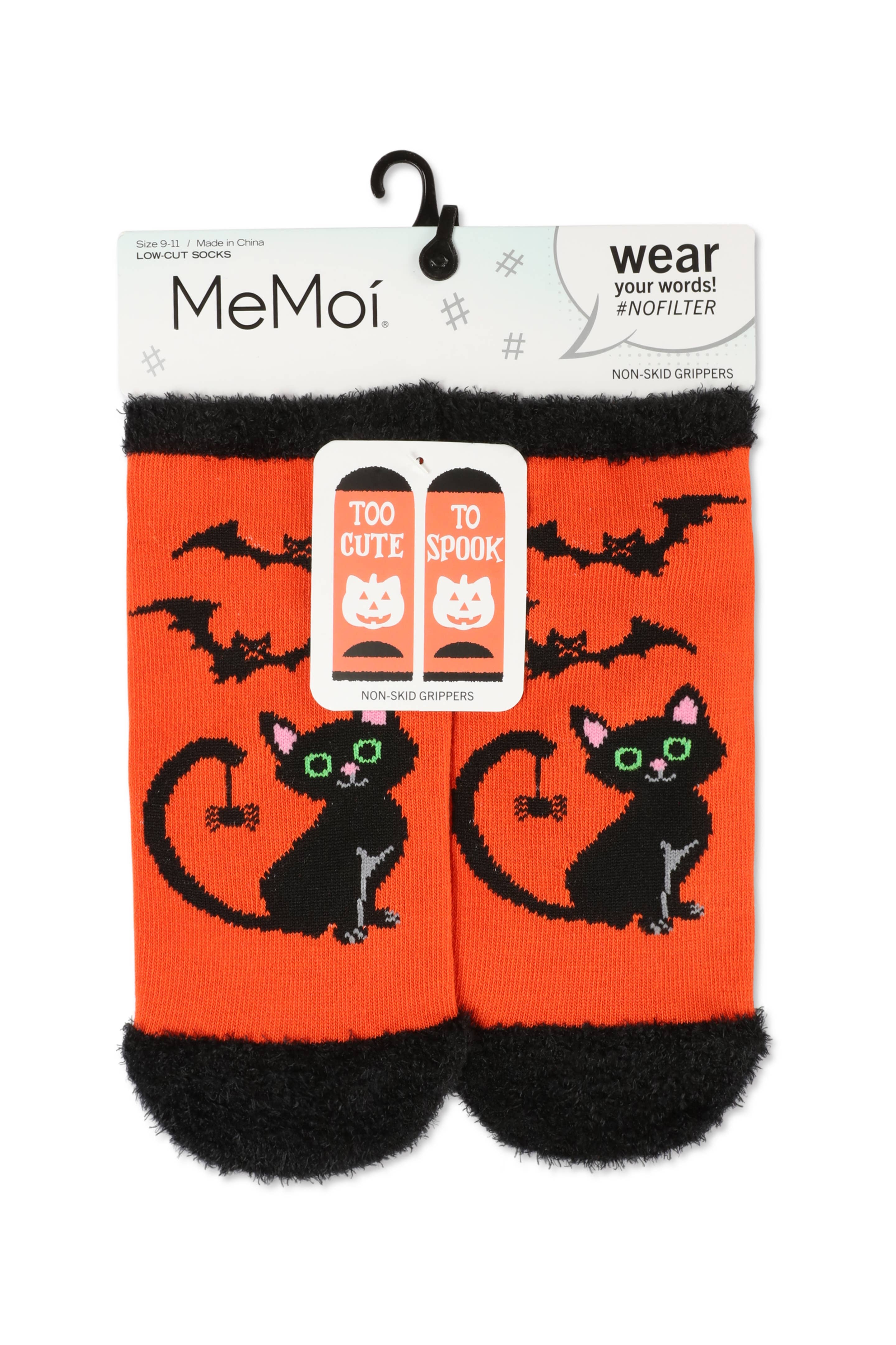 Alaranjado Meias com corte baixo para mulher Spooky Cat para venda a revendedores na Faire3