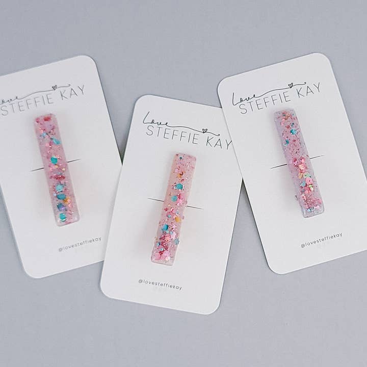 Pinza para el pelo con barra de resina | Glitter Confeti para venta al por mayor de Love, Steffie Kay