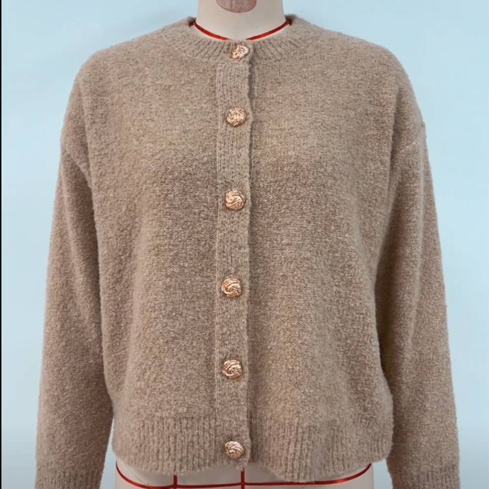 Wholesalesir - Wholesale Cardigan - Women's - Round Neck Button Up Cardigan Sweater Jacket3