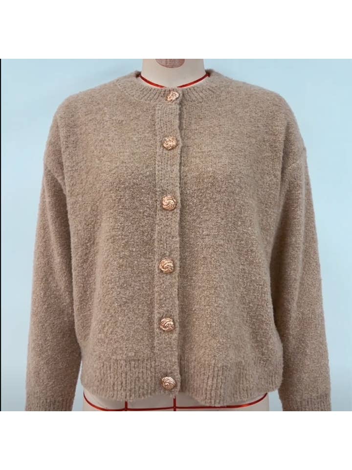 Wholesalesir - Wholesale Cardigan - Women's - Round Neck Button Up Cardigan Sweater Jacket3