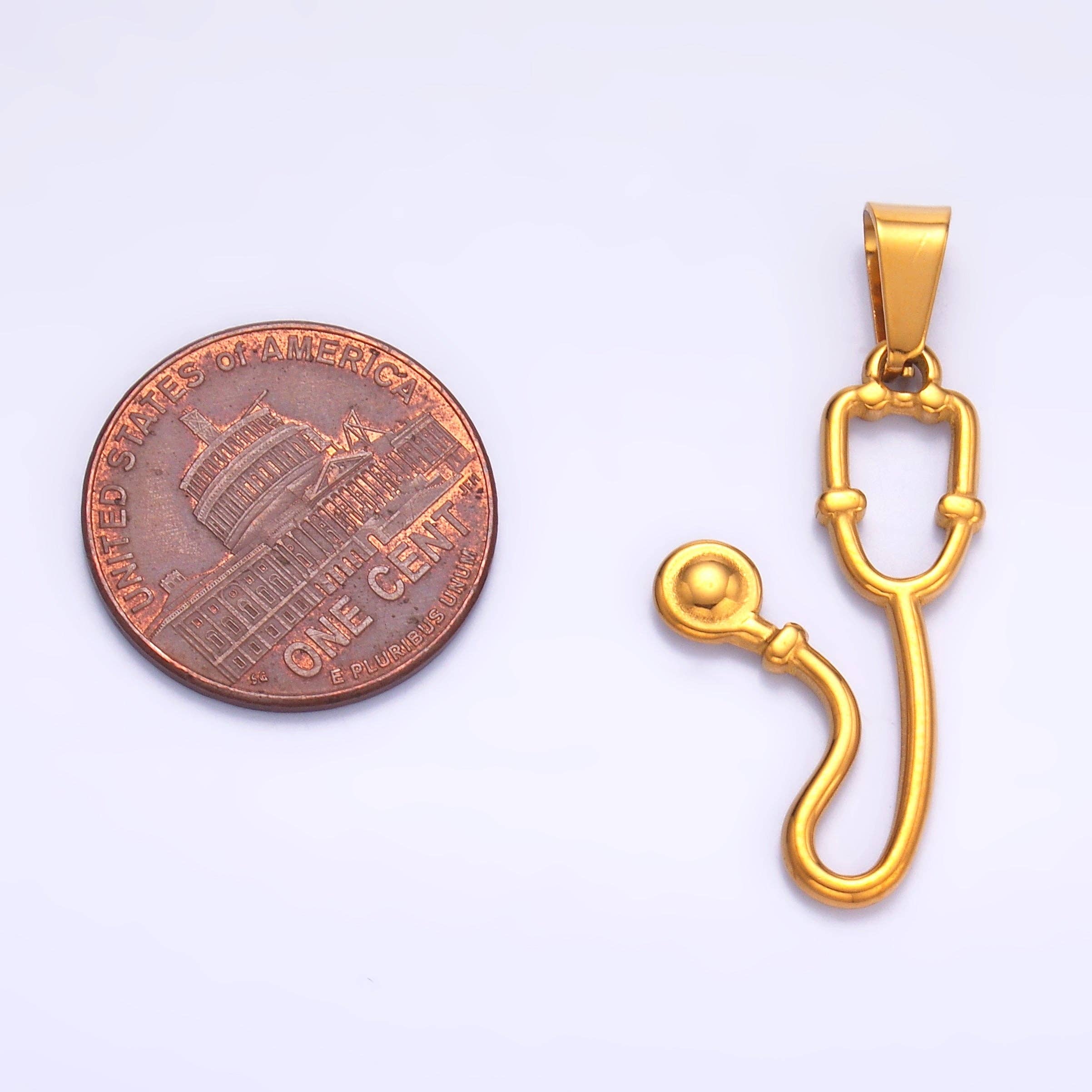 Aim Eternal - Wholesale Individual Charm/Pendant - Stainless Steel Medical Stethoscope Pendant | P7162