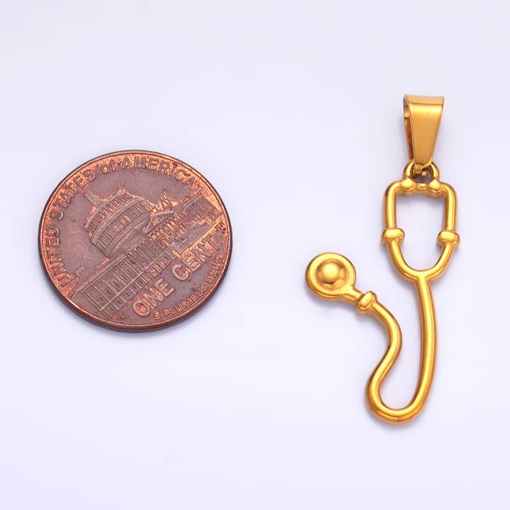 Aim Eternal - Wholesale Individual Charm/Pendant - Stainless Steel Medical Stethoscope Pendant | P7162