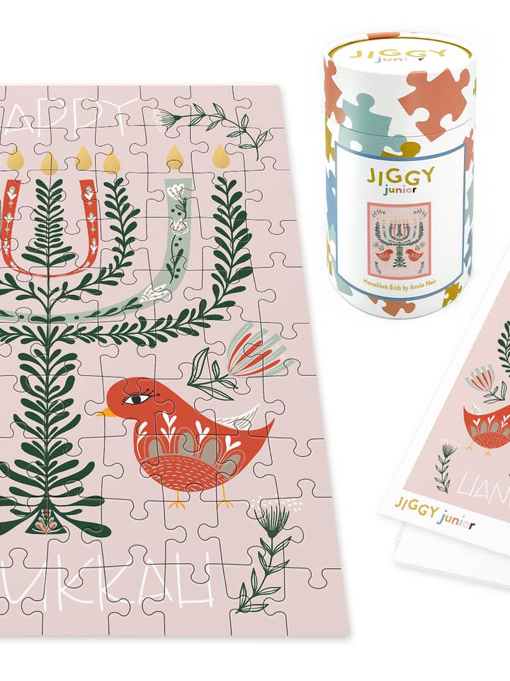 JIGGY Junior 100pc: Hanukkah Birds by Amita Nair for wholesale by JIGGY Puzzles