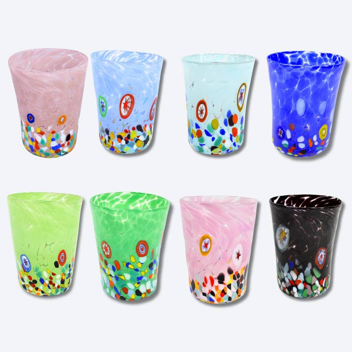 Verre à boire Medici en verre Murano, verres millefiori colorés pour la vente par Via Graceffo