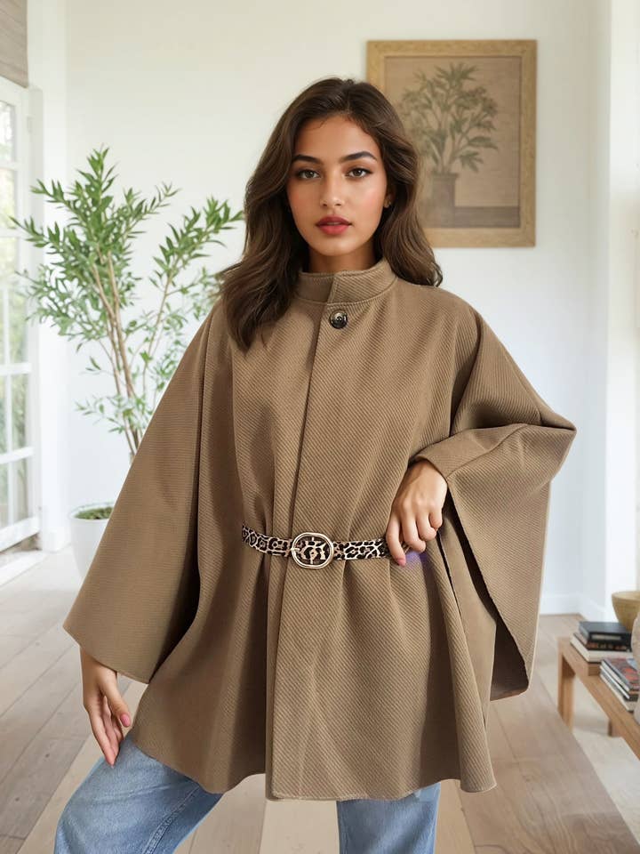 ZAFA PARIS - Wholesale Jacket - Women's - 58P7H17 Buttoned cape jacket with belt7