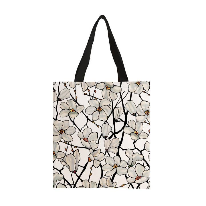 Tiffany Magnolia Canvas Magazine Tote – Slim Vertical Tote Bag for wholesale by RainCaper