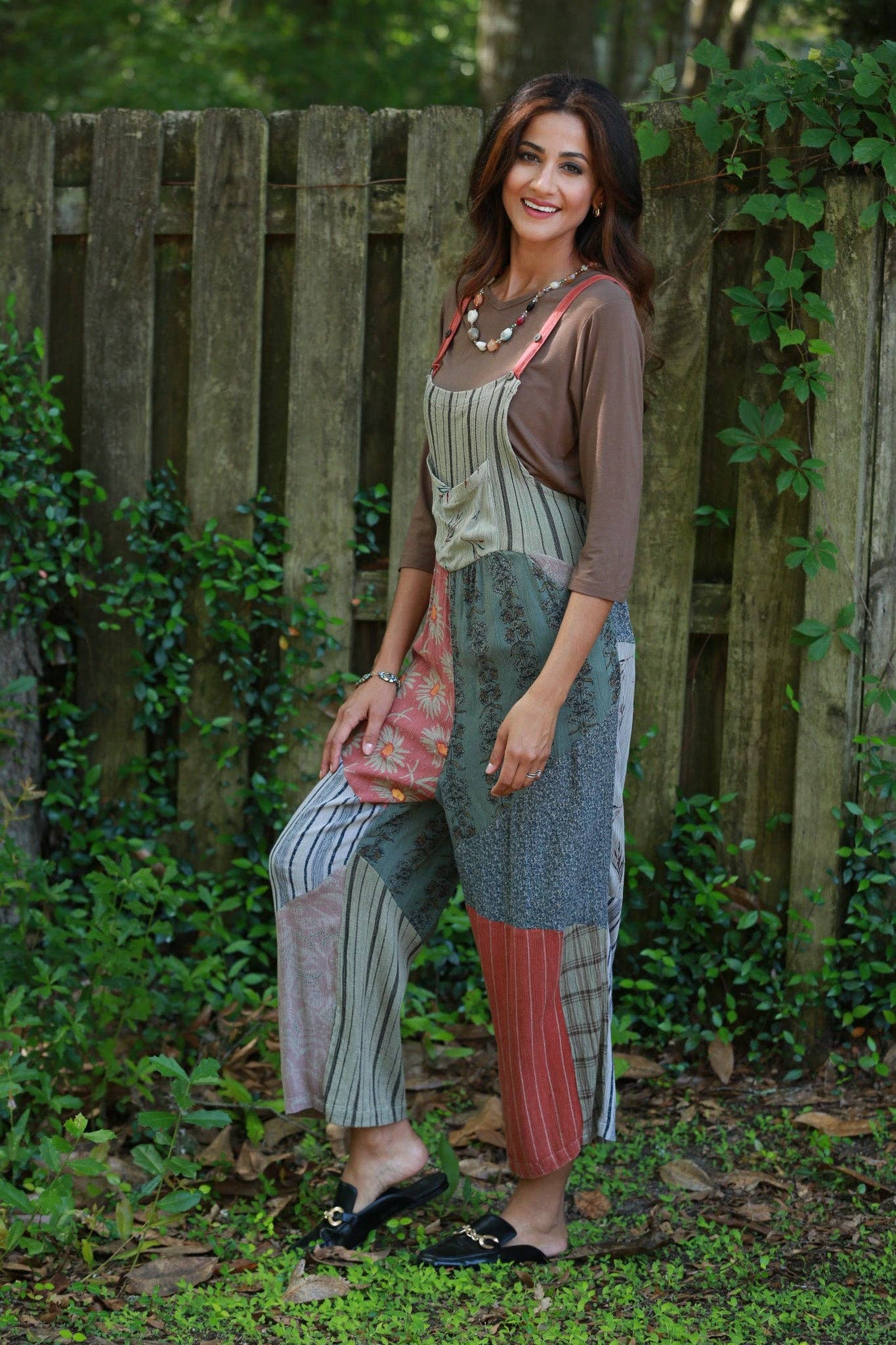 Sacred Threads - Wholesale Overalls - Women's - Patchwork Overall: Wild woven Rustic Dream1