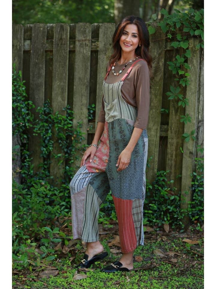 Sacred Threads - Wholesale Overalls - Women's - Patchwork Overall: Wild woven Rustic Dream1