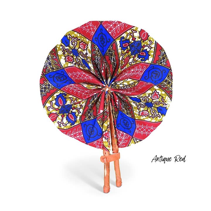 Ti-a Woven Goods - Wholesale Handheld Folding Fan - African Fabric Fan2