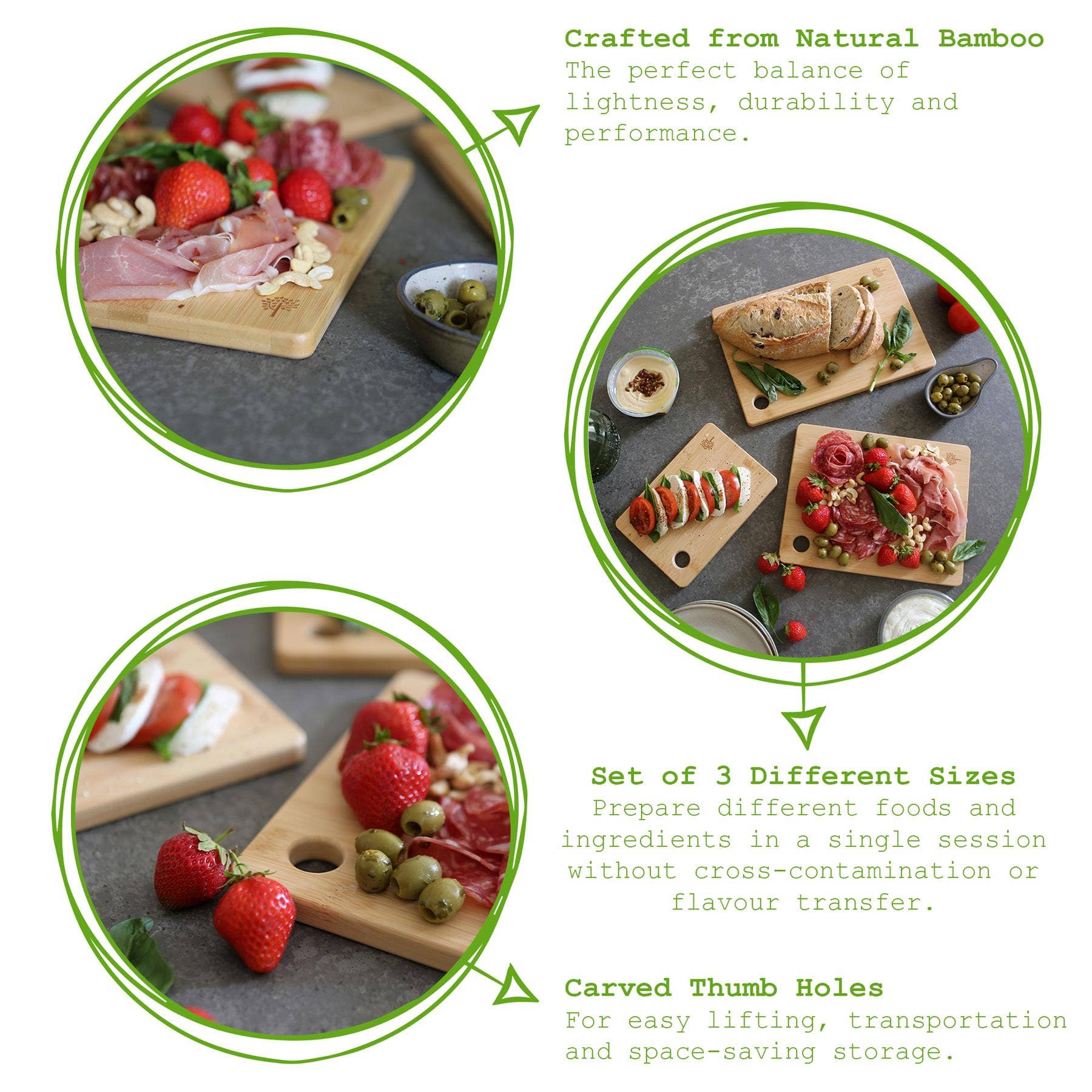 Rinkit Ltd - Wholesale Cutting Board - 3 Piece Bamboo Chopping Board Set5