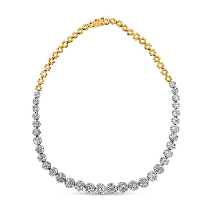 Certified 14K Yellow Gold 14 3/4ct Diamond Riviera Necklace for wholesale by Infinite Jewels