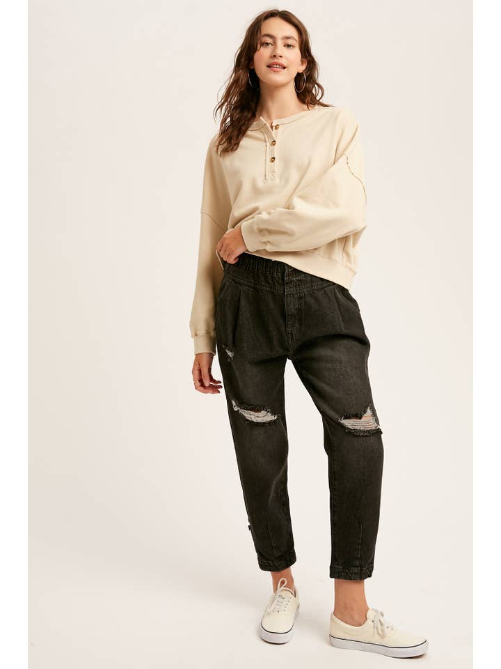 Listicle - Wholesale Knit Top - Women's - Henley Button Soft Knit Top LT111223