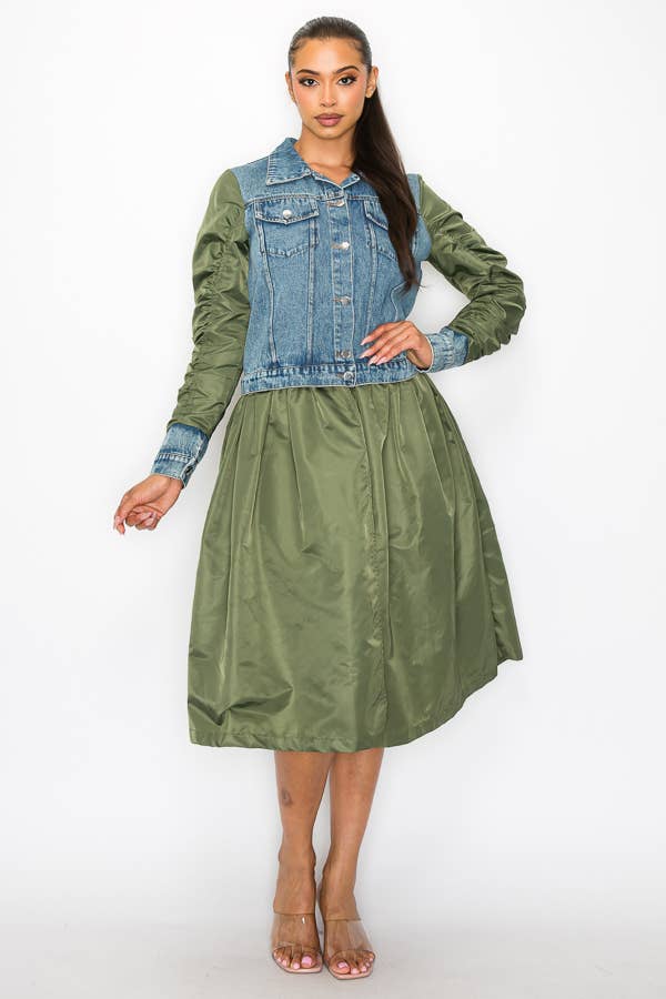 Shop Michella – Casaco de ganga - Mulher por atacado – JAQUETA DE CONTRASTE DENIM BOMBER2