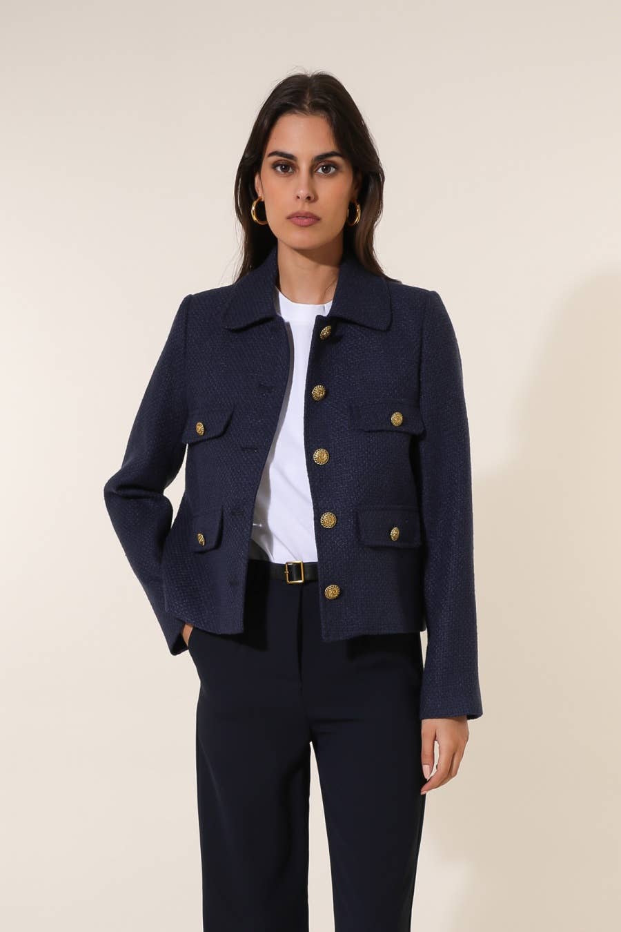 Attentif Paris - Wholesale Jacket - Women's - Straight cut plain tweed jacket13