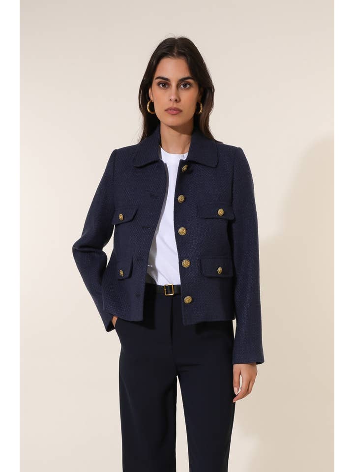 Attentif Paris - Wholesale Jacket - Women's - Straight cut plain tweed jacket13