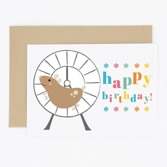 Cartão de aniversário Animaux Hamster Wheel por atacado de Madame Annie et Fils