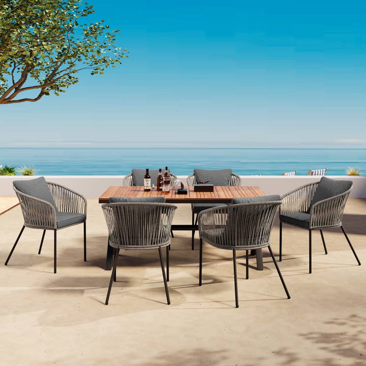 7-Piece All-Weather Patio Dining Set with Acacia Table and other Purchase Wholesale outdoor dining table set. Free Returns & Net 60 Terms on Faire trending on Faire.