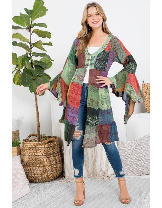 Kathmandu Imports - Vendita all'ingrosso Kimono - Donna - Kimono Patchworks (KT-1307)2