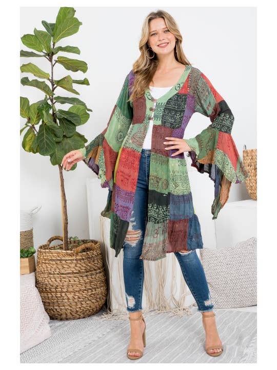 Kathmandu Imports - Wholesale Kimono - Women's - Patchworks Kimono (KT-1307)2