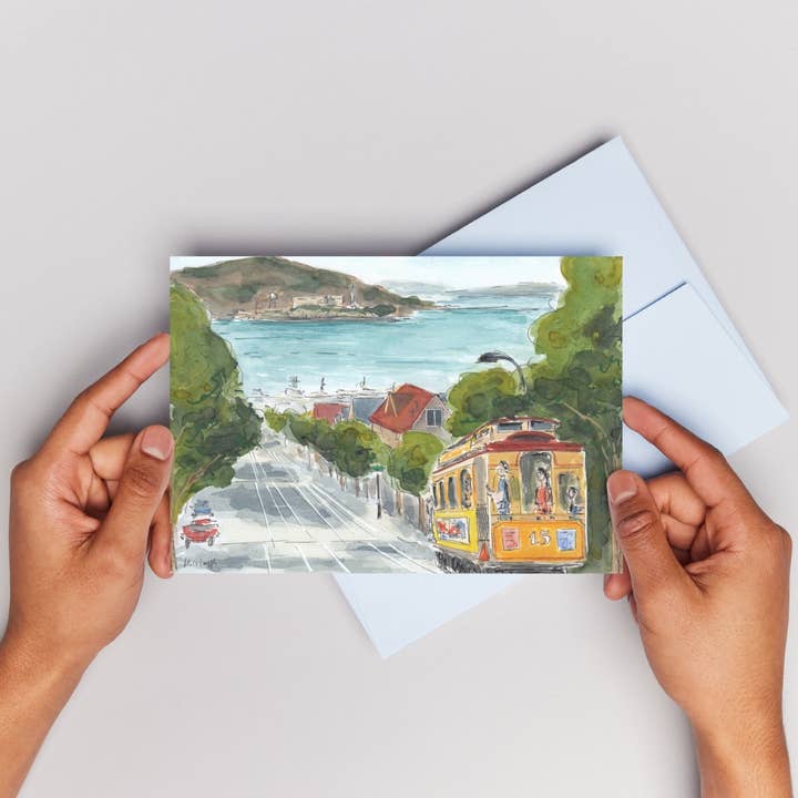 Maria Langgle - Wholesale Everyday Greeting Card - San Francisco Trolley Folded Greeting Card with Envelope 5x72