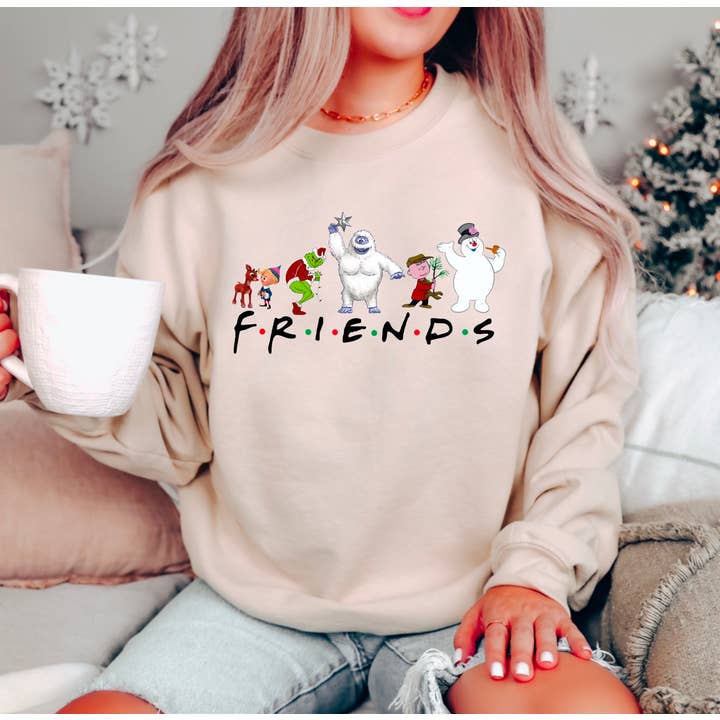 Sweatshirt Gildan rétro Christmas Friends pour la vente par Gia Gifts Boutique