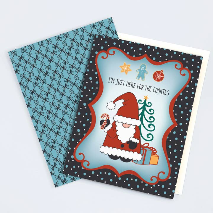 Jeg er her kun for småkagerne julekort for engroshandel hos B.Goods Designs