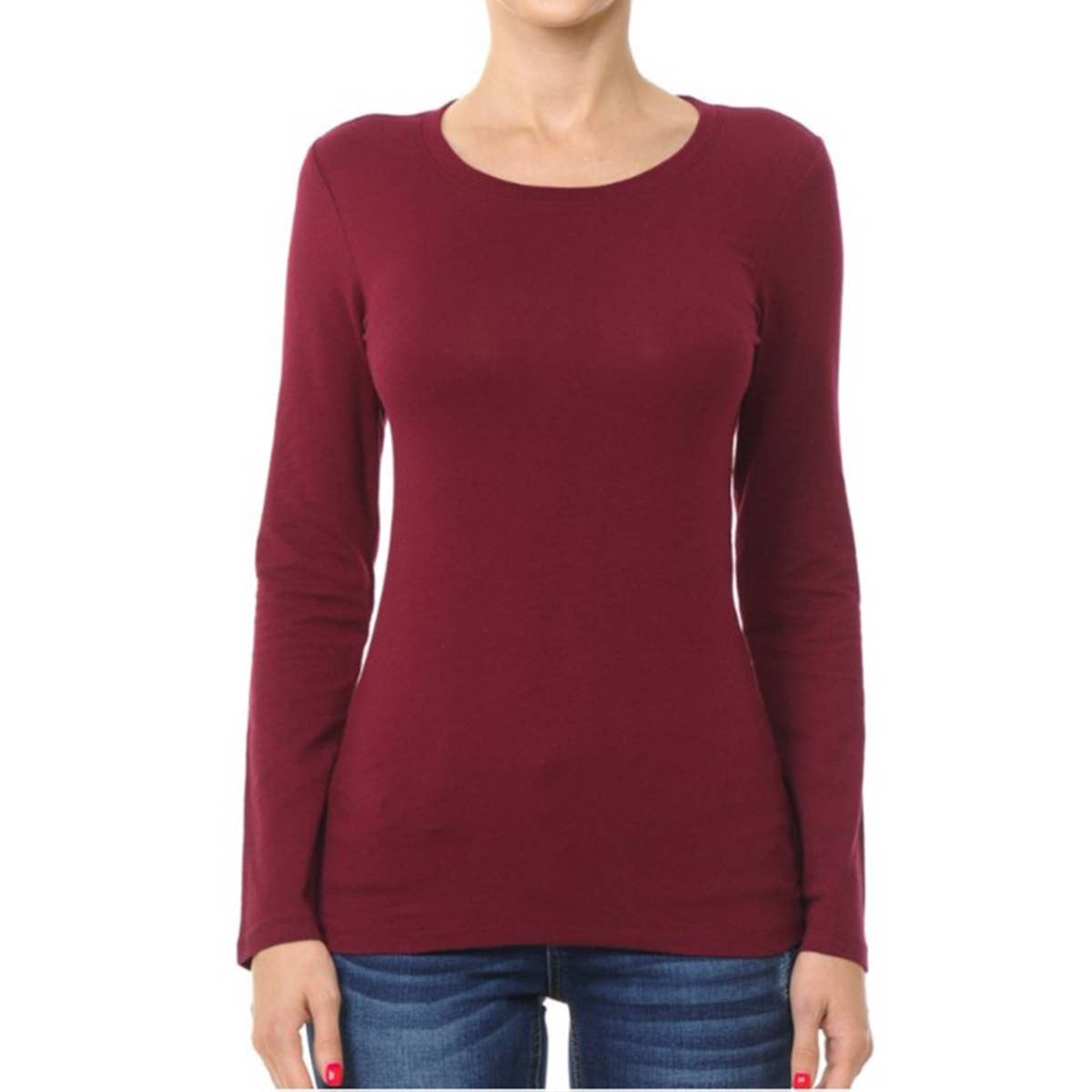 UP CLOTHING – wholesale T-shirt – women's – Round Neck Long Sleeve Basic Top6