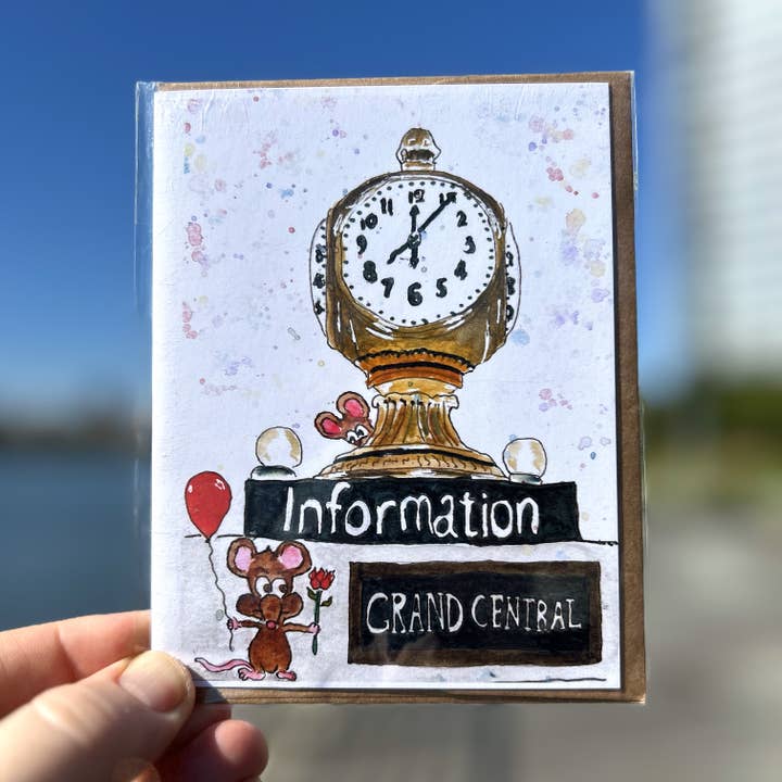 Johnnerdraws - Wholesale Everyday Greeting Card - Grand Central Meet up-Greeting Card/Handmade