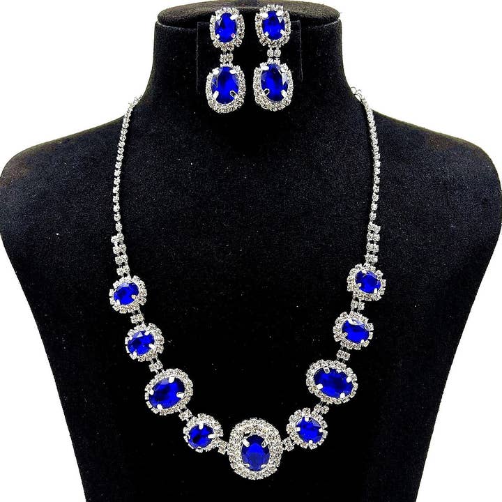 Diacly - Wholesale Jewelry Set - Oval Rectangle Harmony Rhinestone Necklace Set2