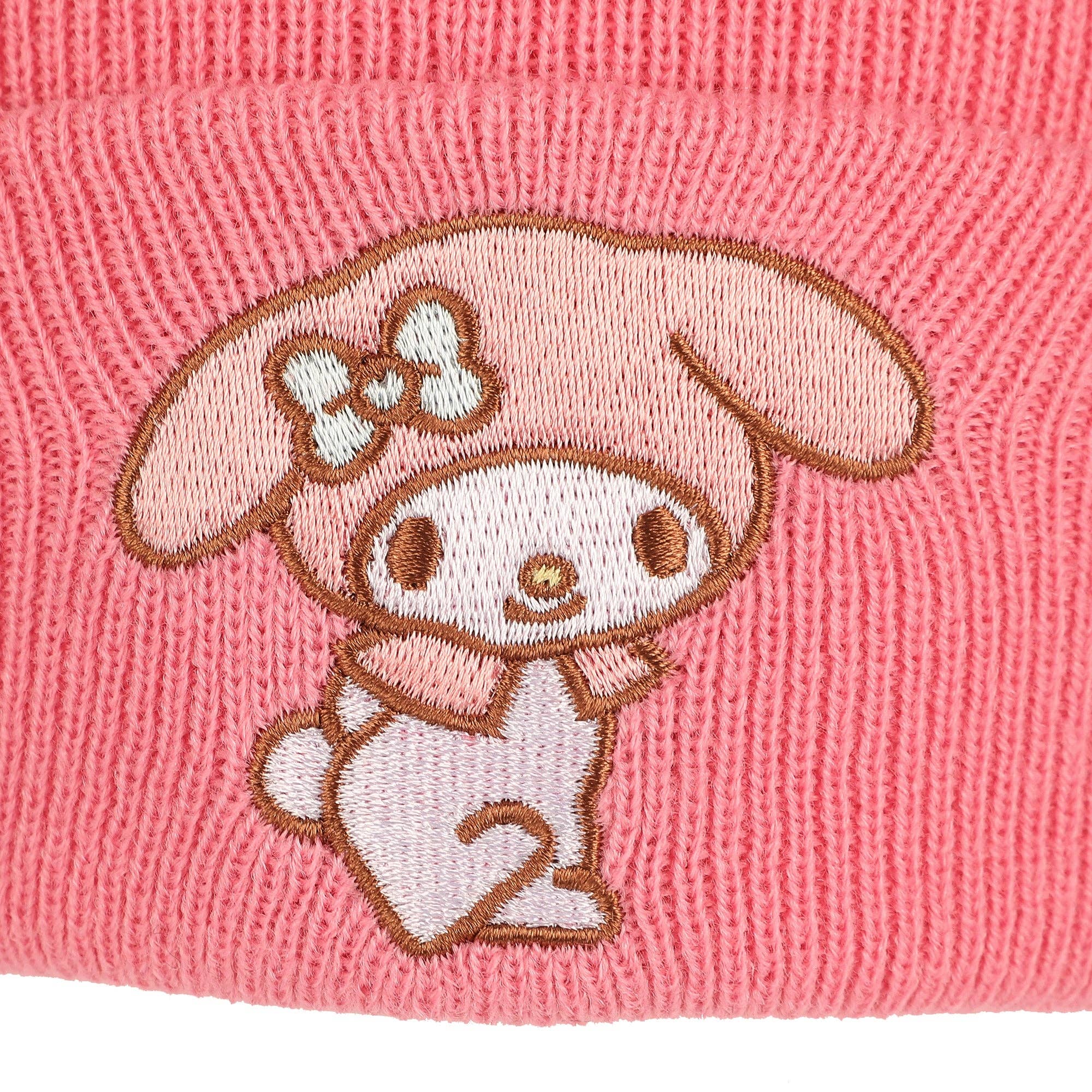 Bioworld Merchandising - Wholesale Beanie - Women's - My Melody Embroidered Character Art Pink Cuff Beanie3